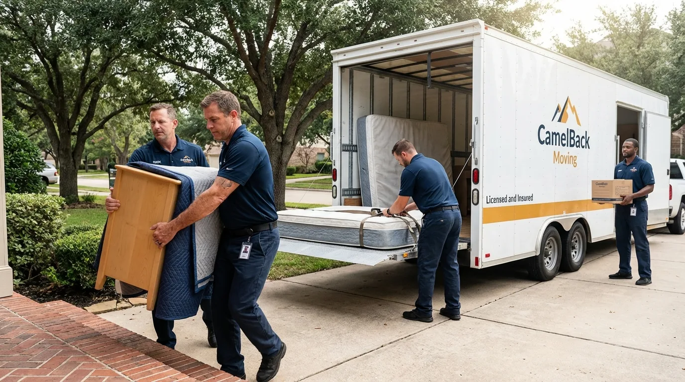 Crew loading residential truck for cross-state move from Red Lion, PA