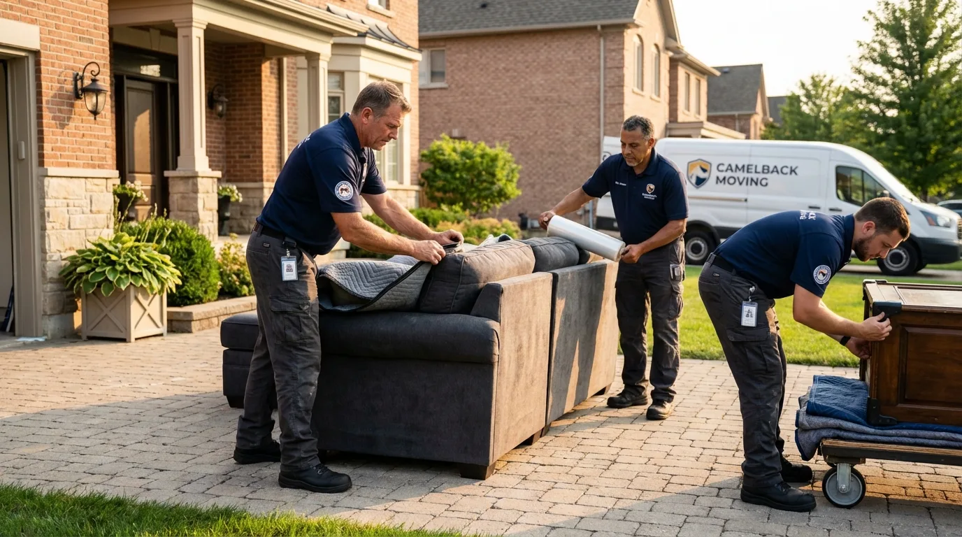 Large estate moving crew wrapping furniture in Red Lion, PA
