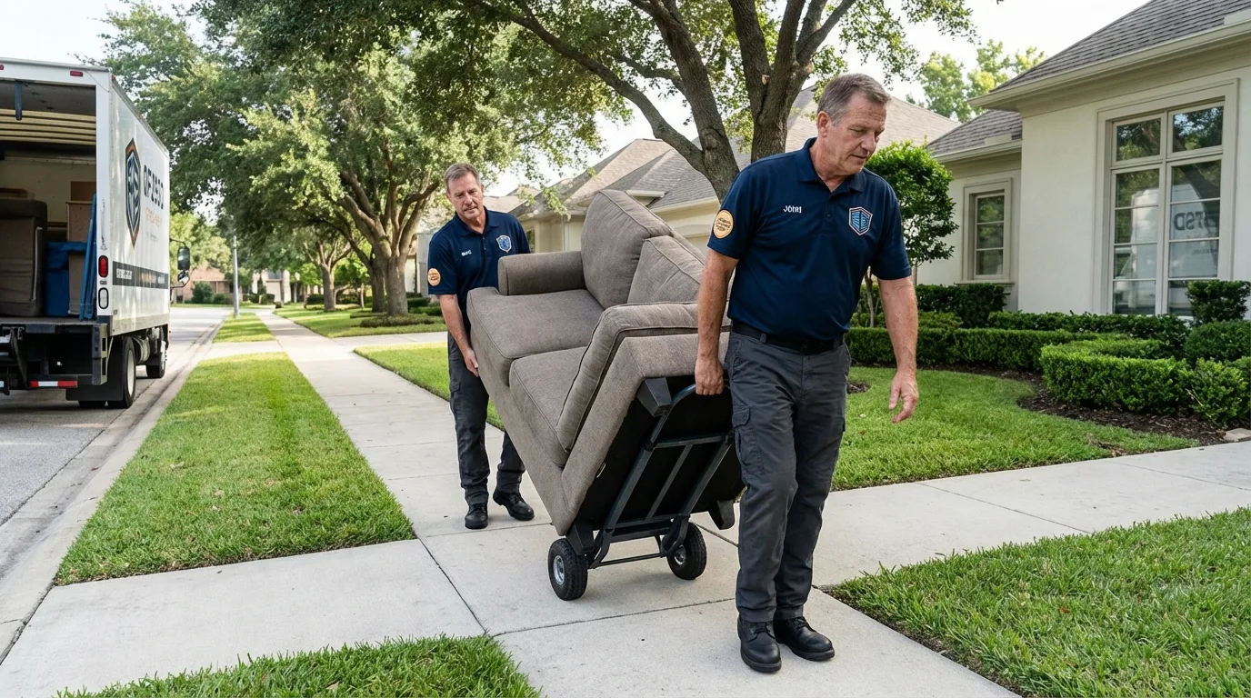 Local residential moving crew loading furniture in Red Lion, PA