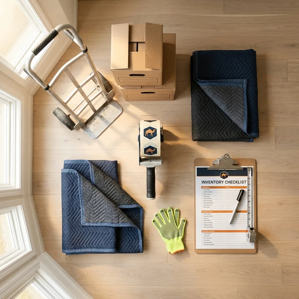 Professional moving supplies and packing materials layout for Red Lion residential relocations